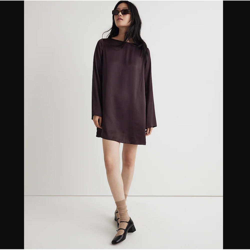 Madewell Womens Medium Purple Satin Shift Mini Dress